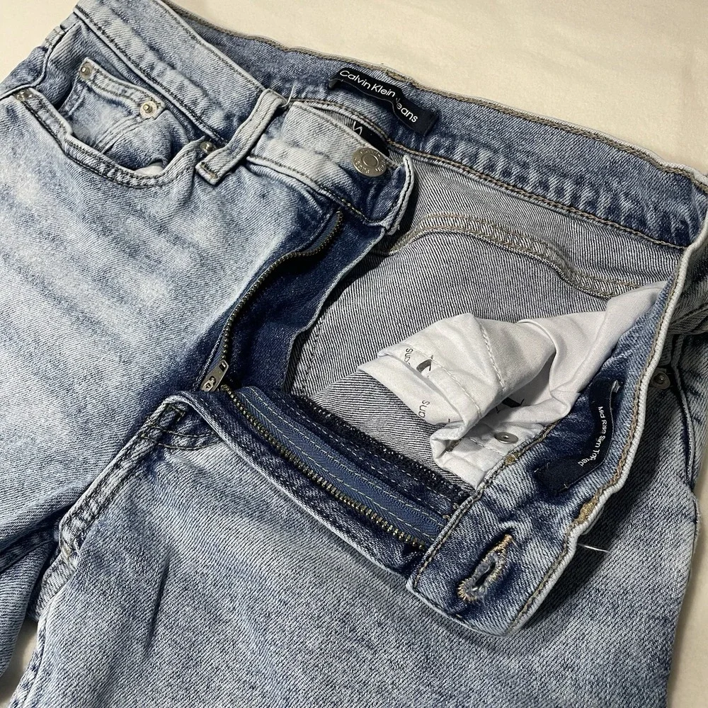 Calvin Klein Womens Mid-Rise Tapered Leg Blue Jeans Size 26 Frayed‎ Ankles